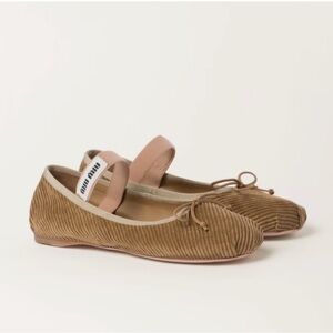 Miu Miu ballet flats corduroy brown NEW 38
